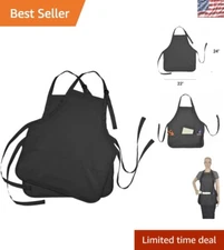 Elegant 2-Pack Black Kitchen Bib Aprons - Adjustable with 3 Front Pockets