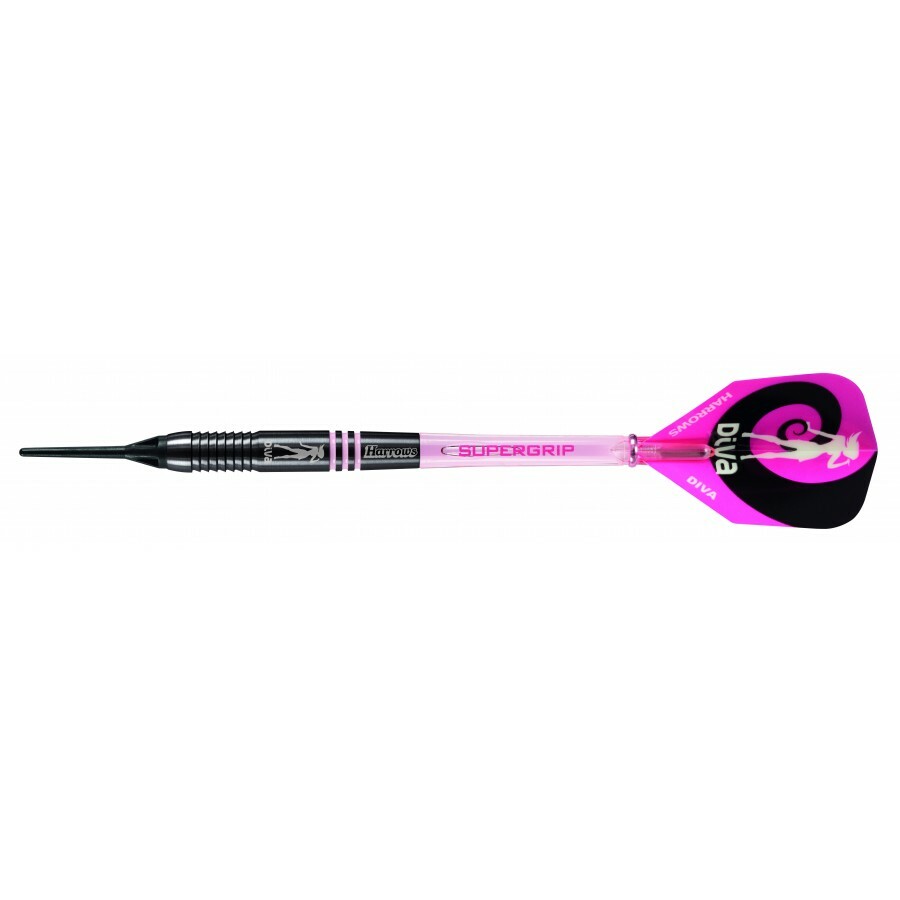Fléchettes nylon DivaDark 18g style A légères avec ailettes profilées