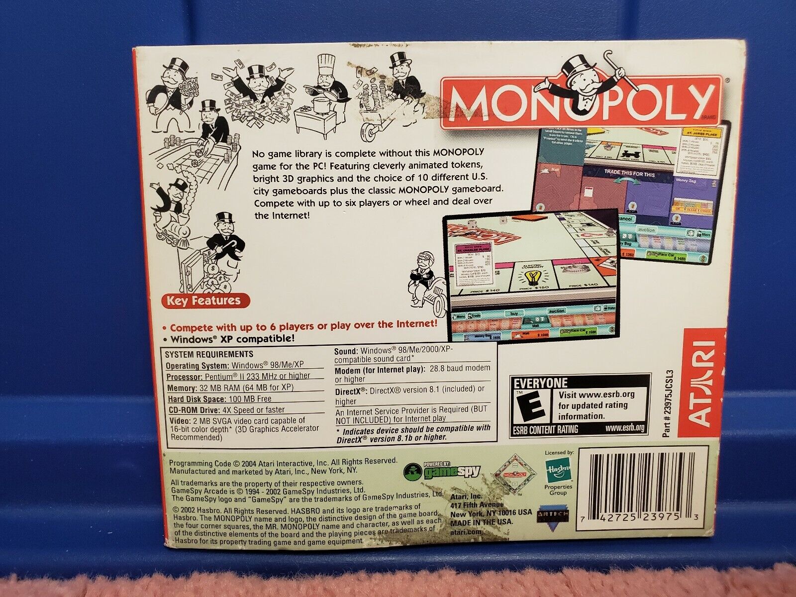 Monopoly PC Game (Atari, 2004) Computer Game Disc W/ Manual and Case