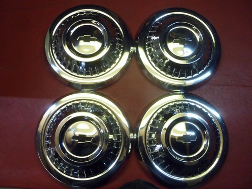 VINTAGE NOS 1964-65 CHEVY L79 MALIBU 300 DOG DISH POVERTY HUBCAPS WHEEL COVERS