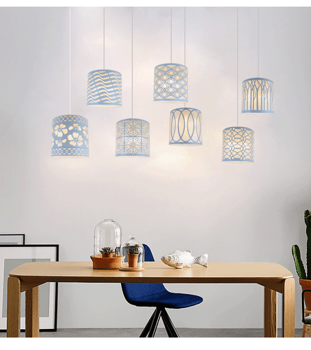 Metal Floral Table Ceiling Pendant Light Shade White Drum Lampshade Lamp Cover - Bild 5 von 23