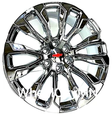 22" chrome OE replica 14025 wheels fits 2021 Chevy Silverado 1500 red 6x5.5 +28