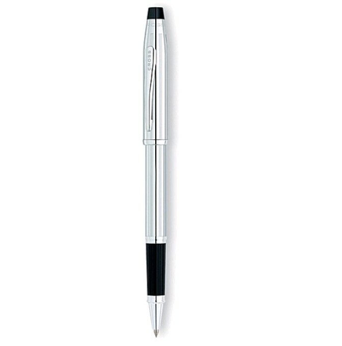 Cross 3504 Century II Lustrous Chrome Rollerball Pen With Medium Nib  Black Ink
