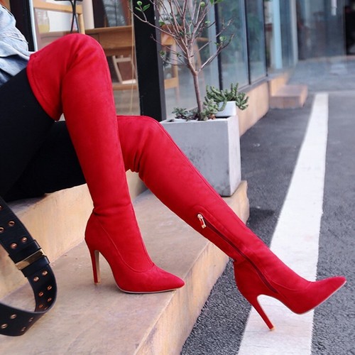 Sexy Botas de Mujer Sobre la Rodilla Stiletto Altos Puntera Puntera Puntera Puntera Alta | eBay