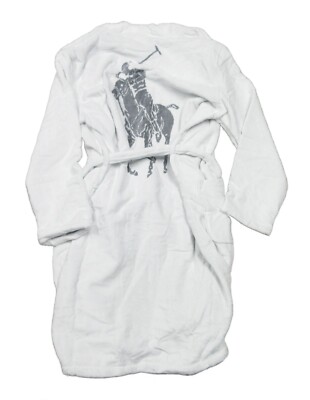 Polo Ralph Lauren Men's White/Gray Pony Player Logo Graphic Terry Robe 