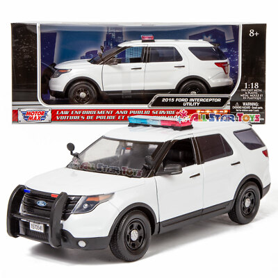 Motormax 1/18 2015 Ford Police Utility Police SUV BLANK WHITE W/ Lightbar 73541