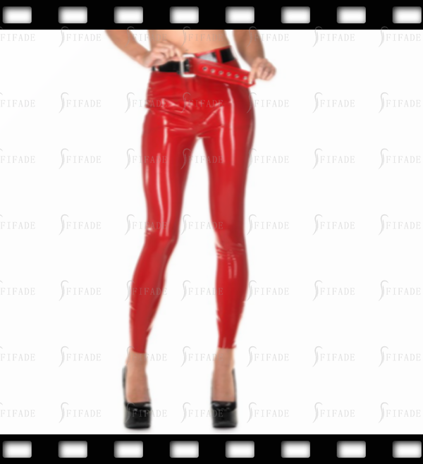 Unisex Latex Skinny Jeans with Front Pockets Zip Customized 0.4mm F66 Leggings-image