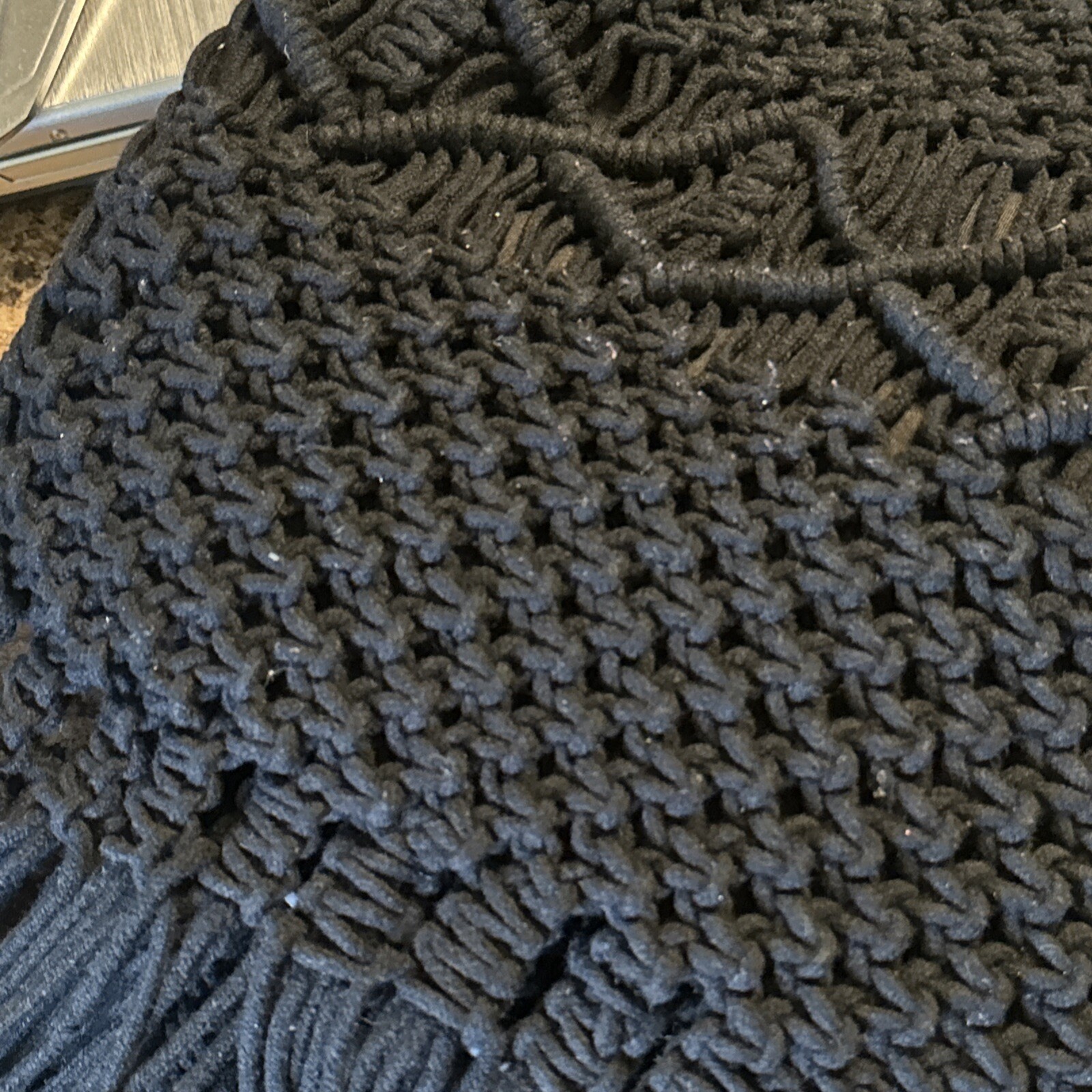 DANIELLE NICOLE Black Macrame Crochet Woven Wood … - image 14