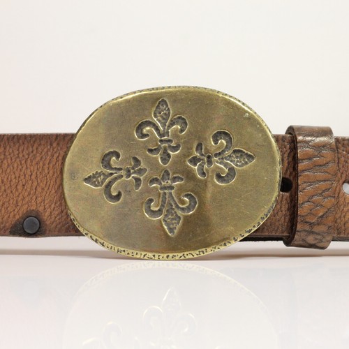 Gürtelschnalle Lilie Buckle Ornament Fleur de Lis altmessing 4 cm Wechselgürtel - Picture 7 of 11