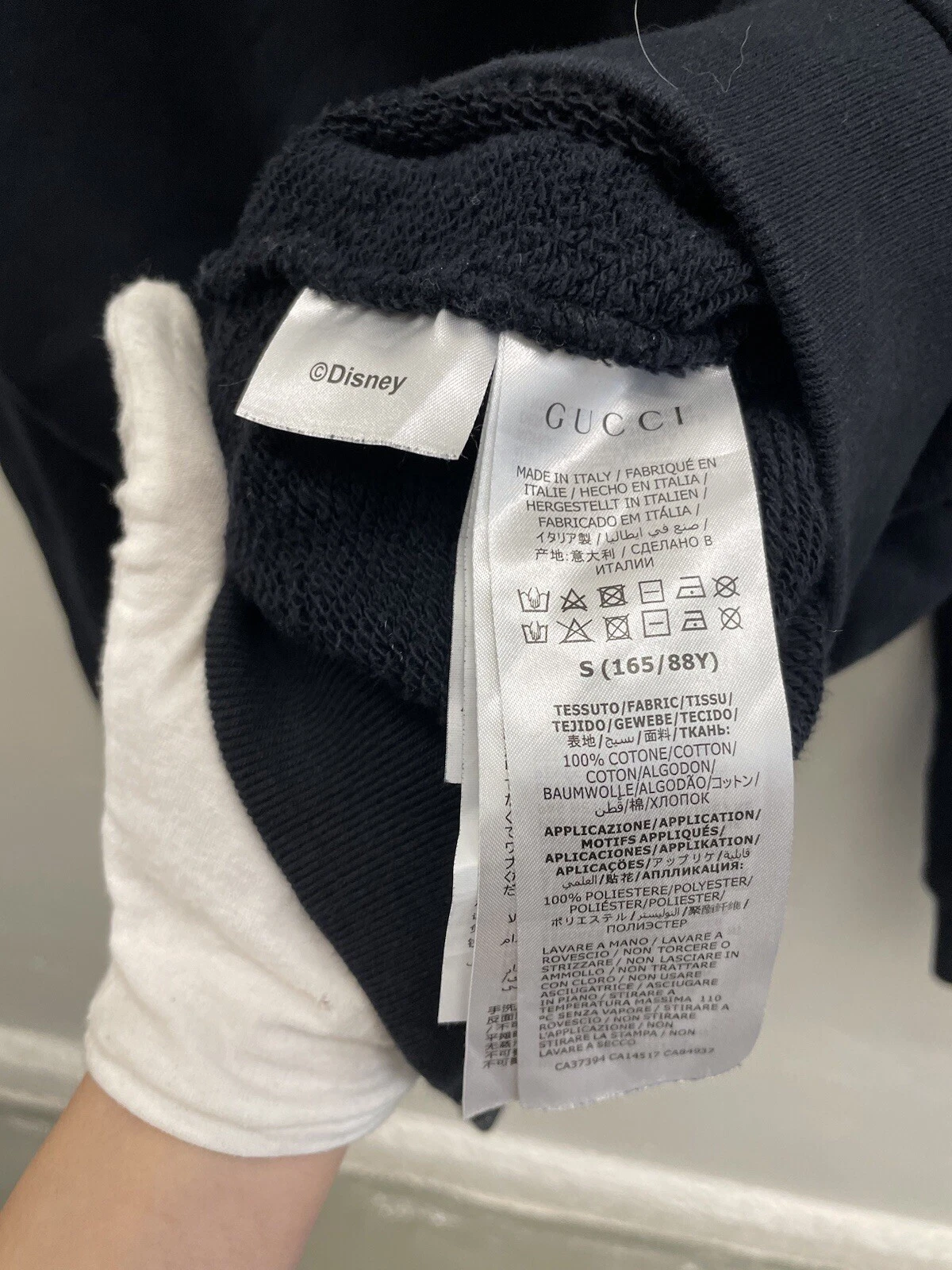 Autentica felpa con cappuccio Gucci x DISNEY UOMO cotone nero Daffy Duck taglia SMALL
