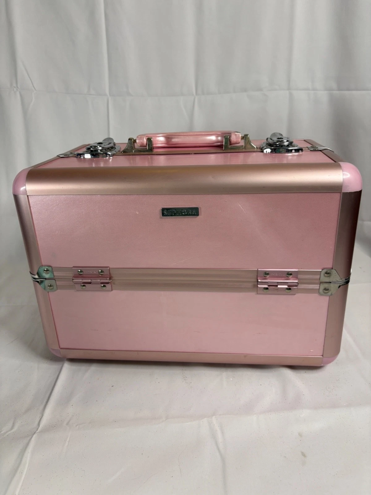 Sephora Professional Pink Metro Travel Train Hard Case Cosmetic Organizer W/KEY