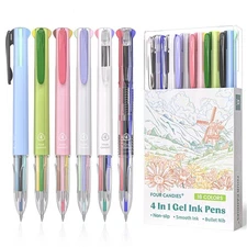 6 PCS Multicolor Pen, 0.5mm Colored Gel Pens, 4-in-1 Multicolor Gel Ink Pens,...