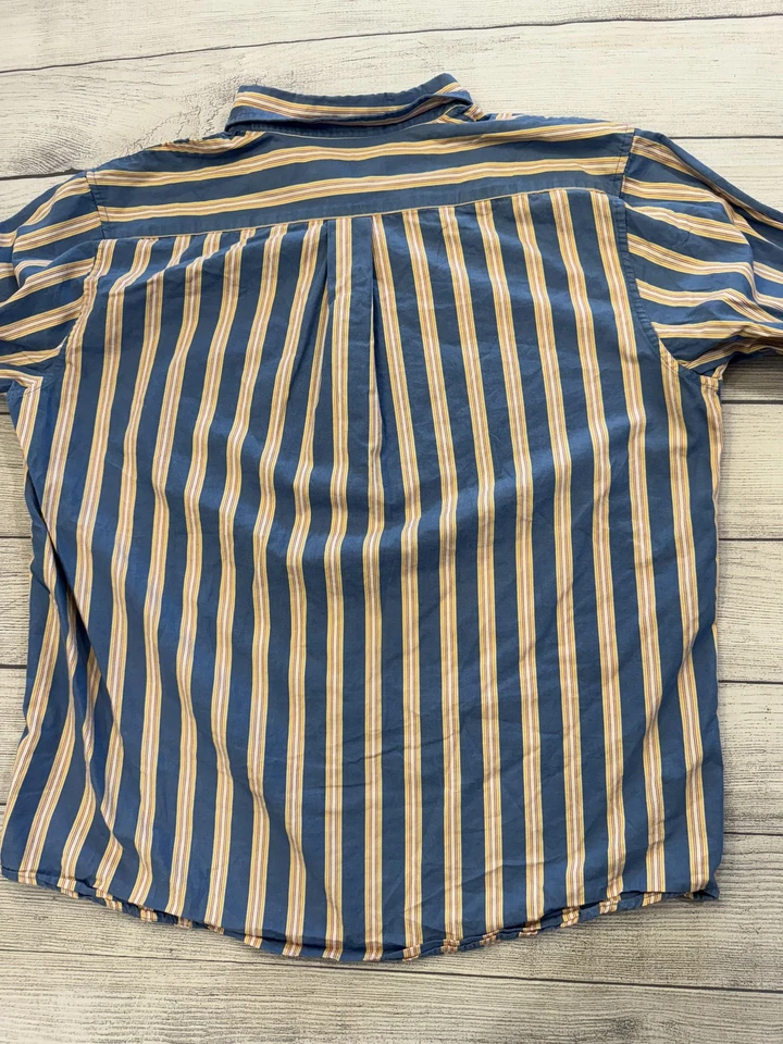 Abercrombie & Fitch Shirt Mens Large Blue Yellow Striped Muscle Button Down - Image 4 of 4