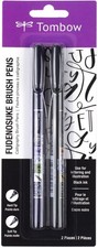 Tombow Fudenosuke Brush Pens 2/Pkg-Black - 3 Pack