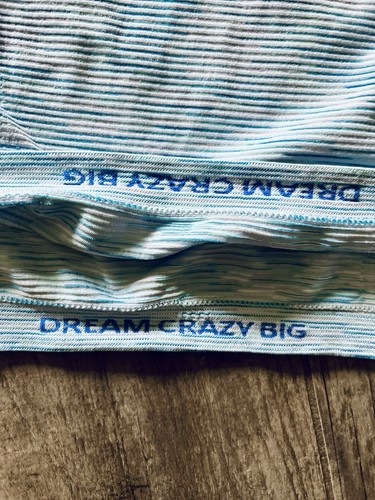 NWT Athleta Girl Power Up Seamless Tee Top Blue Stripe Athletic Spacedye XL 14 - Picture 4 of 6