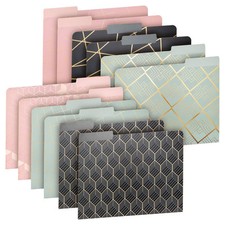 Decorative File Folders with Gold Foil Geometrical Accents, 1/3 Cut Tab, for ...