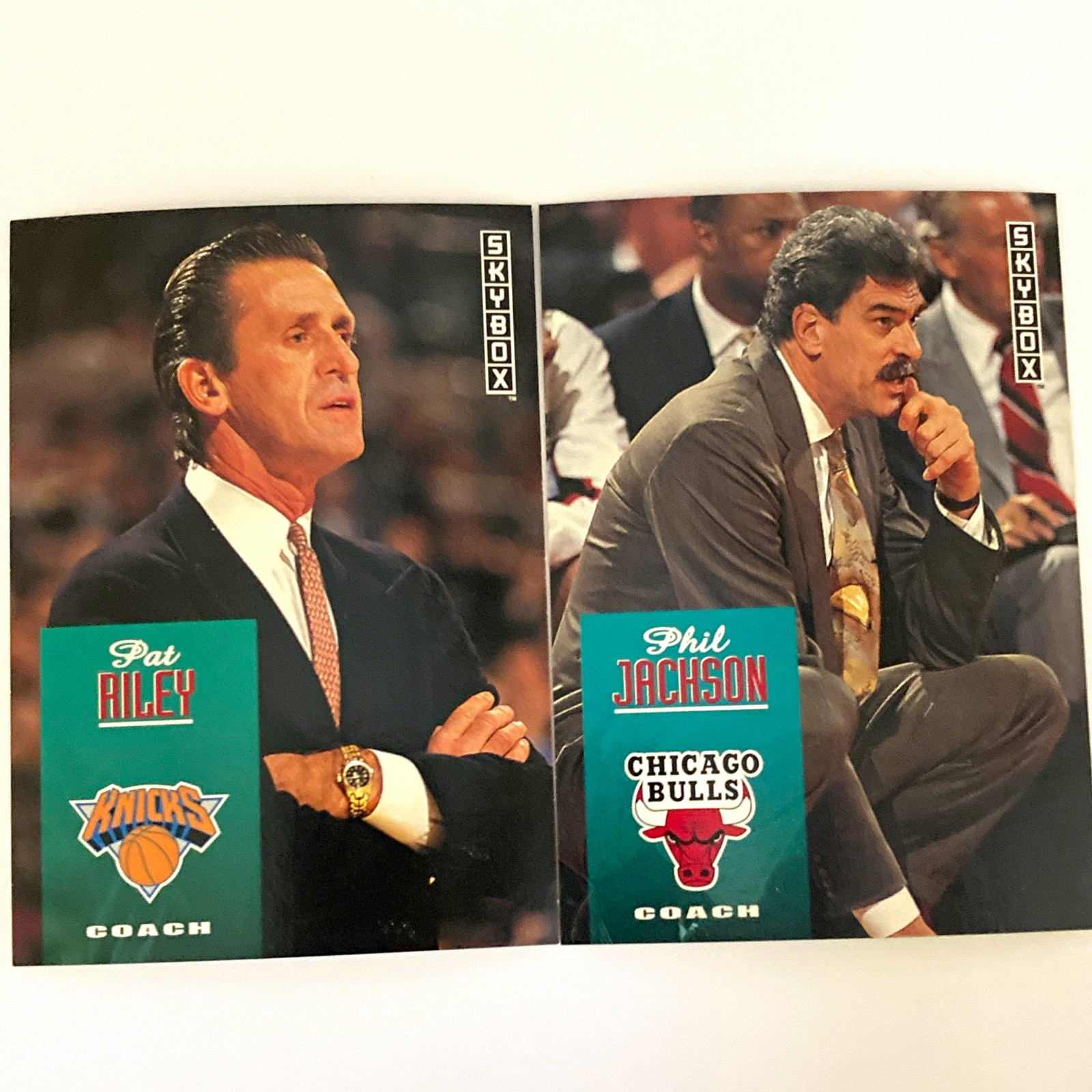 SkyBox 1992 NBA Coaches 2-Card Lot Pat Riley Knicks/Phil Jackson Bulls #272 #258