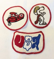 Vintage Snoopy Patch Peanuts Red Baron VTG Charles Schulz  SET Of 3 USA