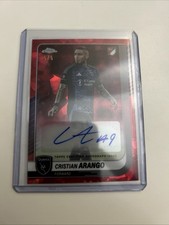 2025 Topps Chrome MLS Sapphire Autograph Cristian Arango Red /5 Earthquake
