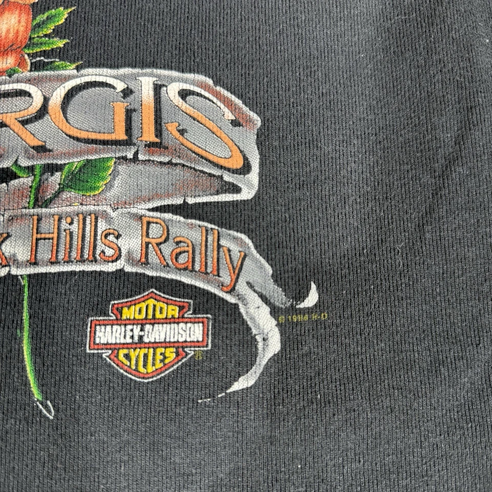 Camiseta sin mangas Sturgis Black Hill Rally de colección para mujer M negra años 90 Harley emblema 3D Foto 3 de 4