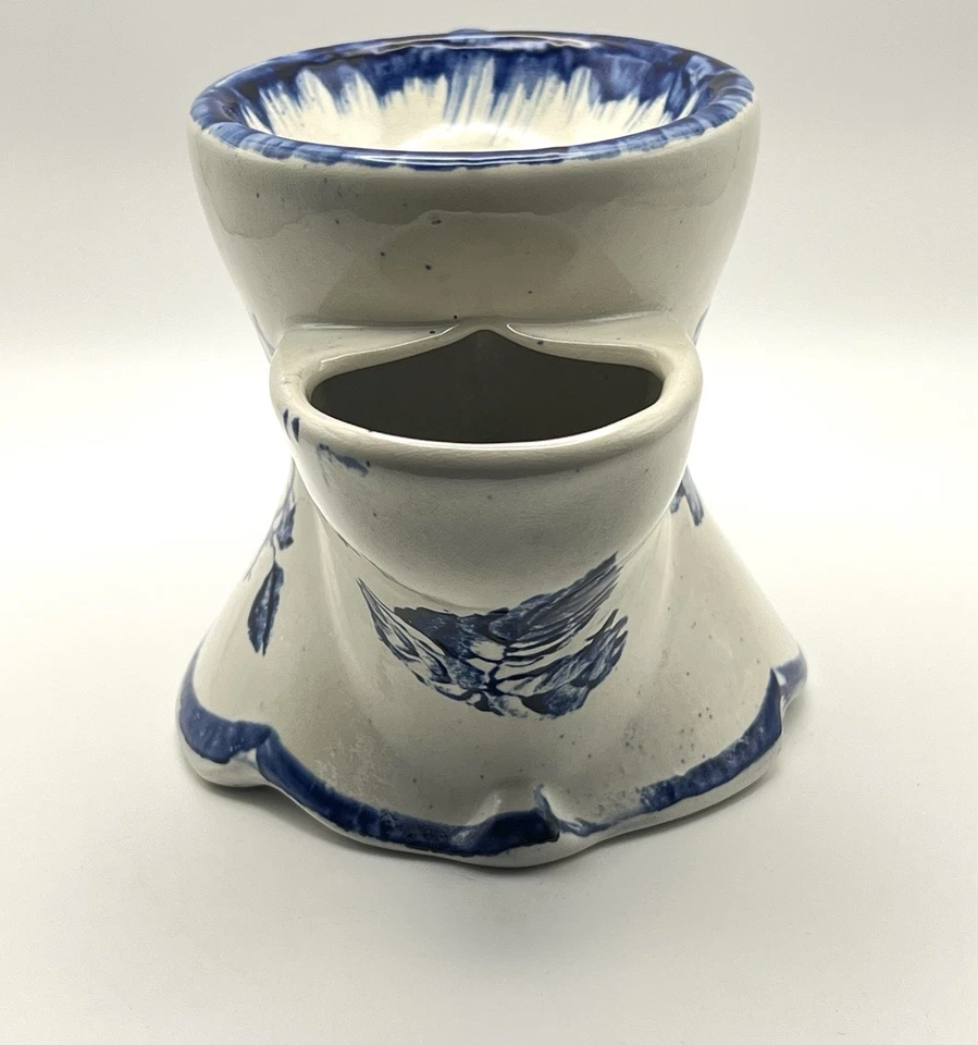 Vintage Ceramic Blue Rose Shaving Scuttle - Image 2 of 4