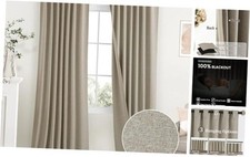 Natural Linen 100 Blackout Curtains for 52"W x 84"L Pack of 2 Natural Taupe