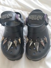 Crocs Kids J1 Black Panther Wakanda Forever Clog Black Purple Spikes Marvel Sz 3