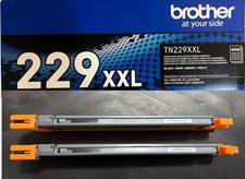 2 Genuine Brother TN229XXL Black Super High Yield Printer Toner Cartridge Opened