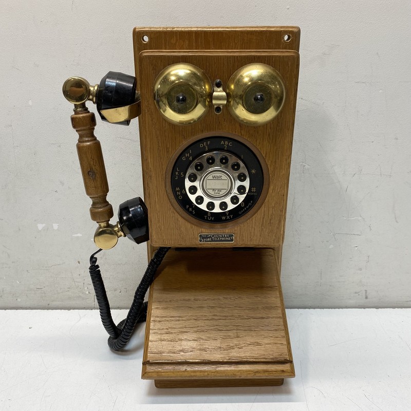 Kin Yeh HAC 502 Rotary Wall Telephone Wood Brass Country Store Phone 502419