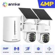 ANNKE 4CH NVR Wireless 4MP PT Color Security System Solar Power Two Way Talk AI