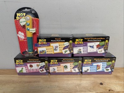 Set Of 5 Educational Insights Hot Dots Phonics Flash Cards W/ Pen - NEW Sealed