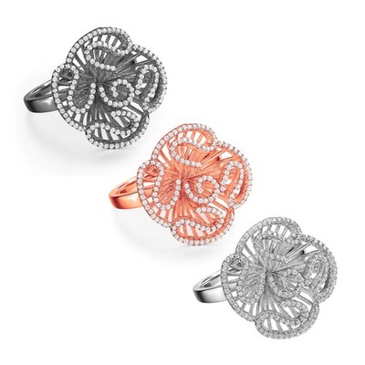 Fei Liu Cascade Stud Ring - Sterling Silver With Cubic Zirconia