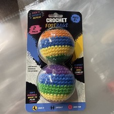 Hacky Sack 2x Crochet Woven Footbags Multicolor Fast Ship New