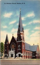 Vintage Linen Postcard St. Aloysius Church Nashua NH Tichnor Bros