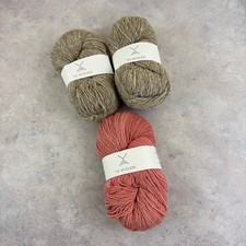 Wooliers East One Merino Alpaca Blend Yarn 3 Skeins Gray Pink USA Made Natural