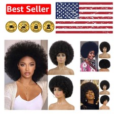 Black 10-Inch 70s Afro Wig - Kinky Curly Style for Bold Fashion Statements
