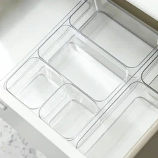 Clear Plastic Storage Organizer Box Drawer Desk Makeup Jewelry Container Holder