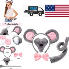 Complete Mouse Costume Accessory Set with Headband and Bow Tie for Adults