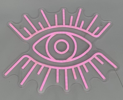 Pink Eye 15''x12'' Vivid LED Neon Sign Lamp Light Flex Acrylic Excellent Condition