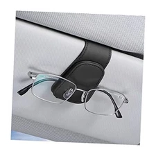 AICEL Sunglasses Holders for Car Sun Visor, Leather 1 PC Black/Leather