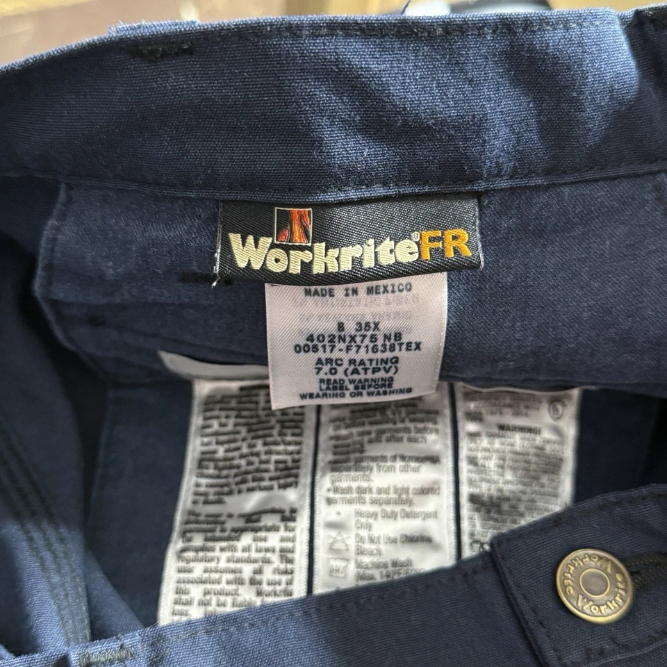 Workrite Nomex IIIA FR Navy Pants 35X Flame Resistant Arc Rated 7.0 ATPV - Image 2 of 4