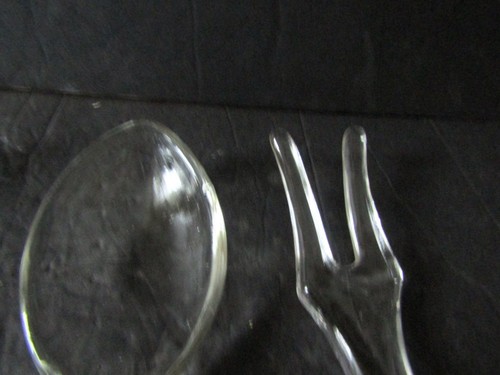 Fostoria Glass Large Quilted Diamonds Salad Serving Spoon and Fork Set 2 Sets - 第 13/14 張圖片
