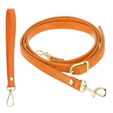 41-49 Inch Adjustable PU Leather Purse Strap with Wristlet, Orange/Gold