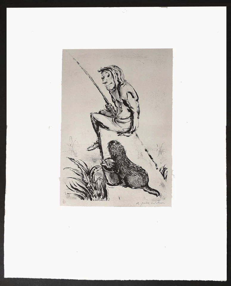 A. Paul Weber  " Meine Fische - Deine Fische " 1979  Orig.Lithografie gerahmt ! - Bild 2 von 4