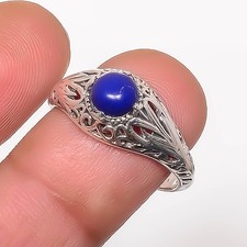 Lapis Lazuli Gemstone 925 Sterling Silver Boho Ring s.9.5 R7647-30