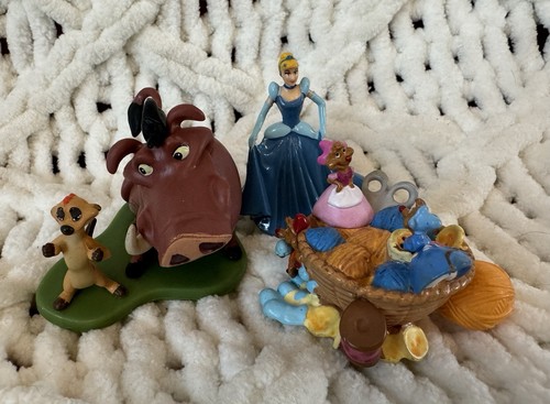Disney Cinderella  Mice In Sewing Basket Cake Topper+Cinderella+ Lion King Timon