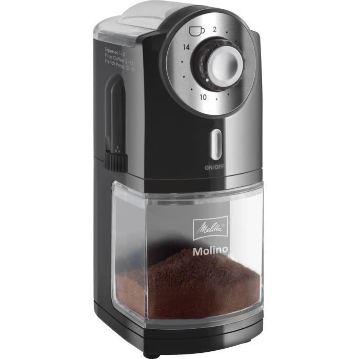 Moulin à café Melitta 1019-02 à mouture réglable et sélecteur de tasses