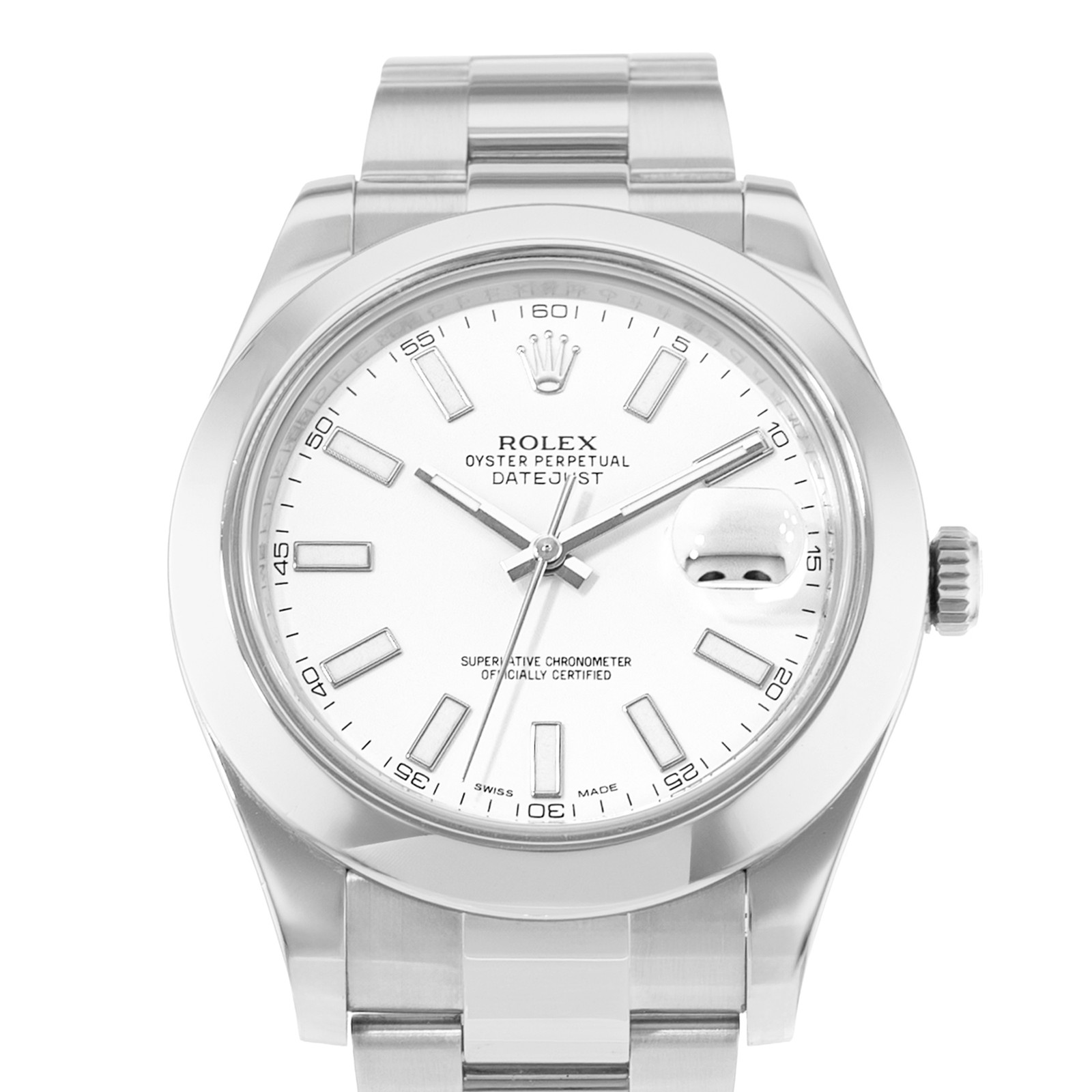 Rolex Datejust II 116300 41mm White Index Smooth Steel Oyster Mens Watch 2015