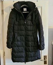 Zara Women's Long Black Duck Down Feather Waterproof Coat With Hood Size XS