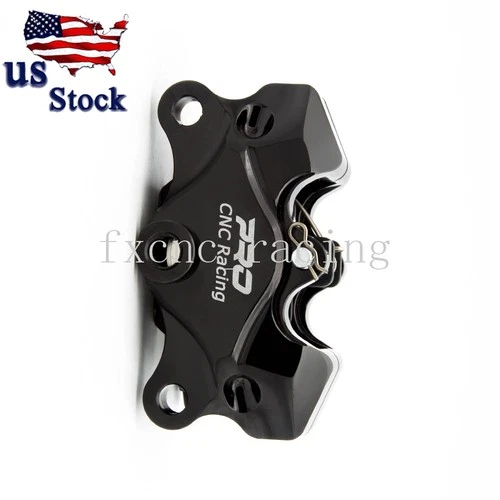 CNC Black Motorcycles Unviersal 32mm Rear Left Brake Caliper 2 Pistons 2 Strokes